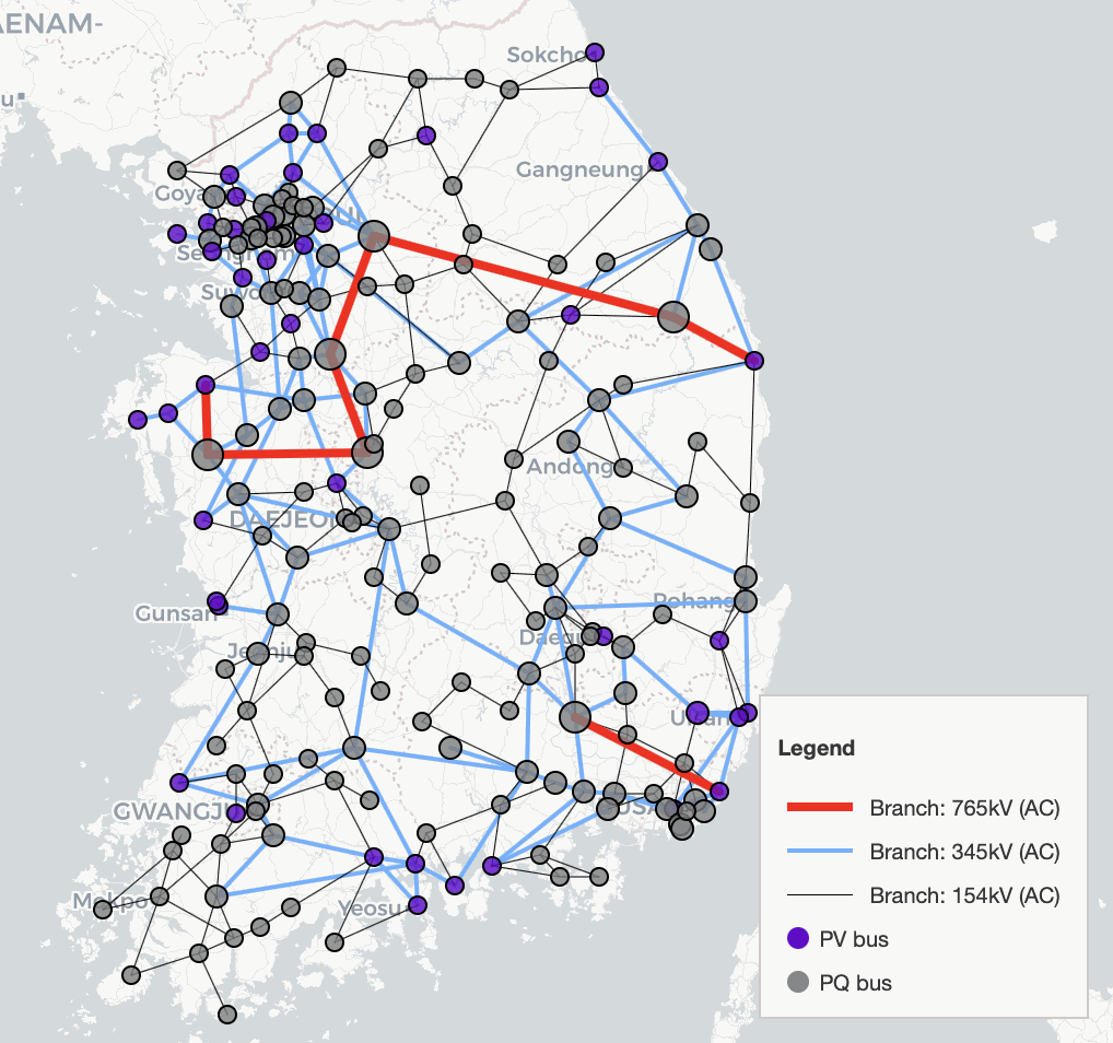 Toggle example: show/hide 154 kV AC branches