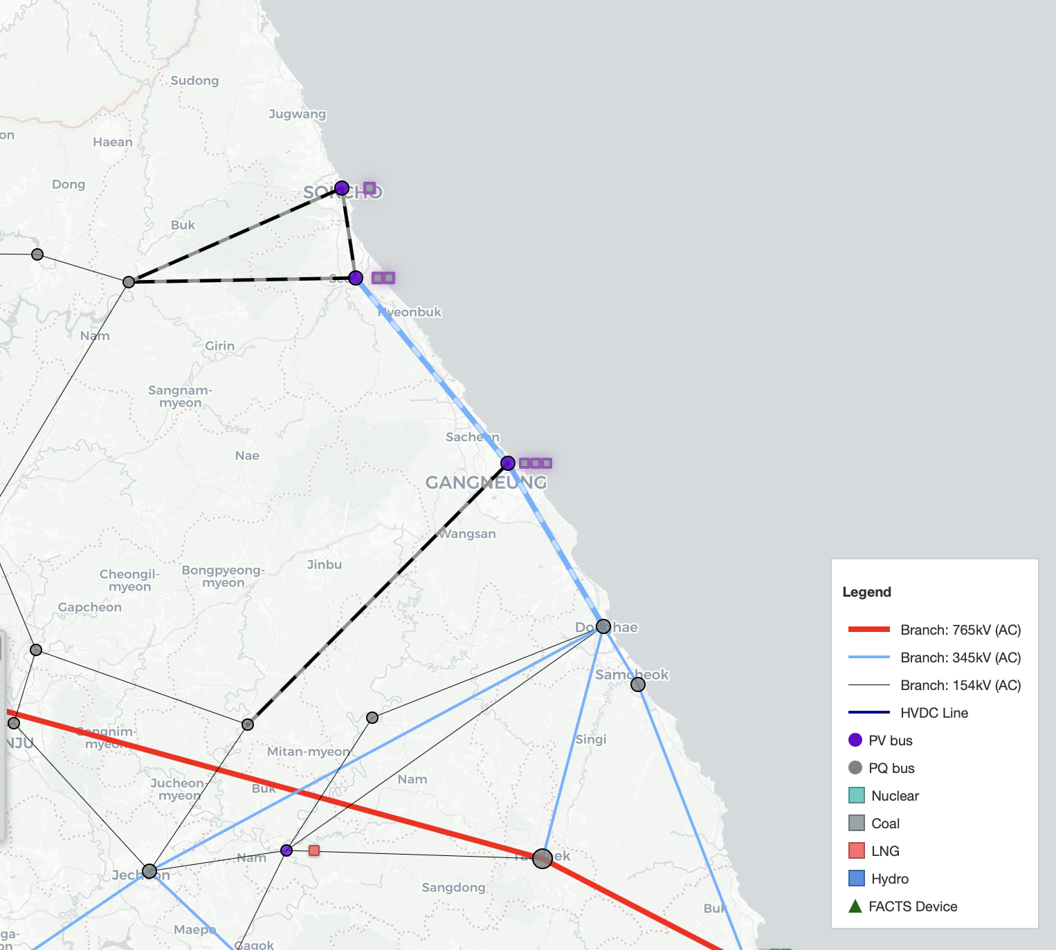 Zoomed-in view of Pflow overlay (dashed flow markers along branches)