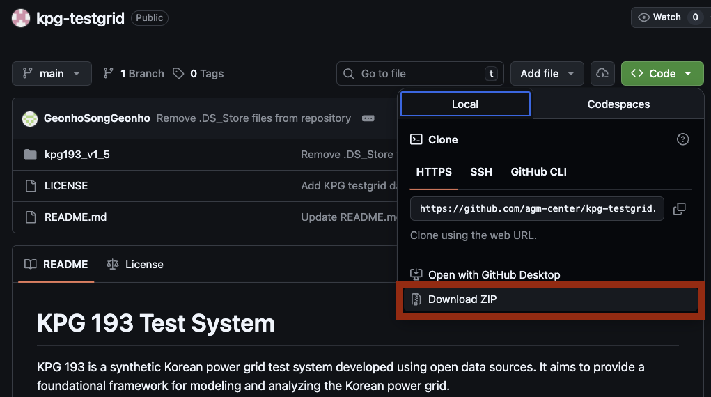 Download KPG TestGrid ZIP from the repository page